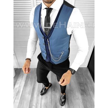 Vesta barbati eleganta slim fit bleu B8176  78