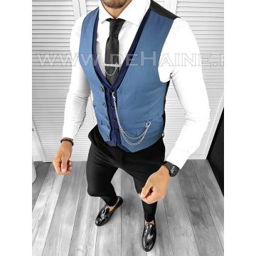 Vesta barbati eleganta slim fit bleu B8176 132-5 e