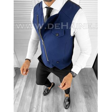 Vesta barbati eleganta slim fit bleumarin asimetrica B8068 103-4 E~