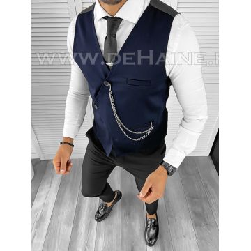 Vesta barbati eleganta slim fit bleumarin asimetrica B8144 76-4 E