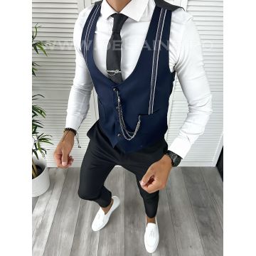 Vesta barbati eleganta slim fit bleumarin V17 107-3 E~