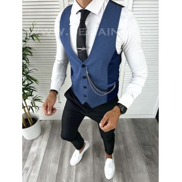 Vesta barbati eleganta slim fit bleumarin V36 23-2 E~