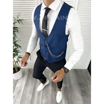 Vesta barbati eleganta slim fit bleumarin V39 23-2 E~