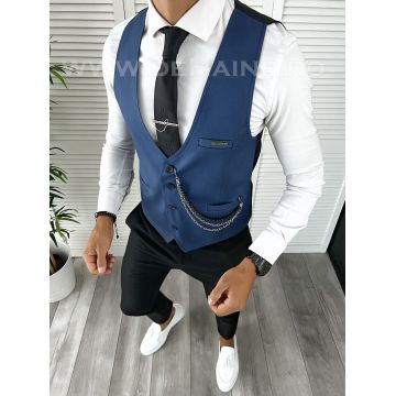 Vesta barbati eleganta slim fit bleumarin V65 107-3