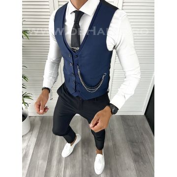 Vesta barbati eleganta slim fit bleumarin V70 E