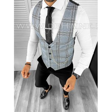Vesta barbati eleganta slim fit blue B8086 116-2