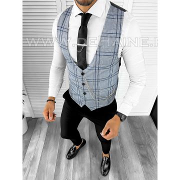 Vesta barbati eleganta slim fit blue B8087