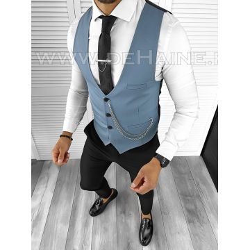 Vesta barbati eleganta slim fit blue B8154 140-6 E