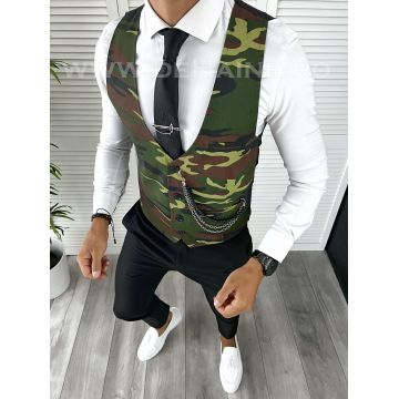 Vesta barbati eleganta slim fit camuflaj V13 E 142-3