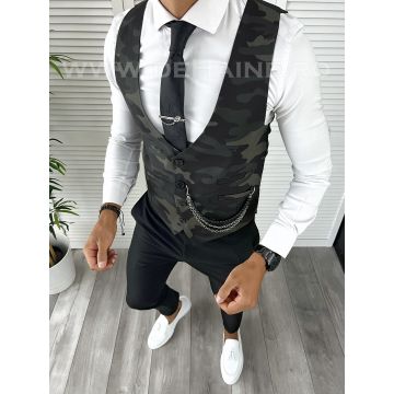 Vesta barbati eleganta slim fit camuflaj V58 23-2 E~