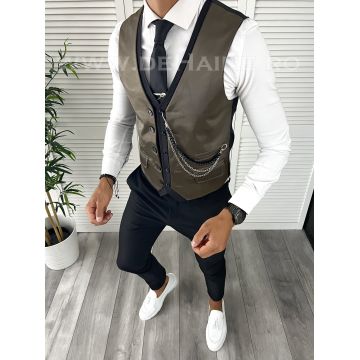 Vesta barbati eleganta slim fit maro V16 107-3/5  E~