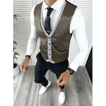Vesta barbati eleganta slim fit maro V44  i6-5.3