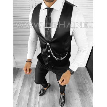 Vesta barbati eleganta slim fit neagra B8076 201-3 e/M4-4.1