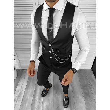 Vesta barbati eleganta slim fit neagra B8077 201-3 E