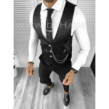 Vesta barbati eleganta slim fit neagra B8084 140-6 E/ 203-3