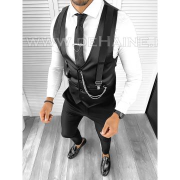 Vesta barbati eleganta slim fit neagra B8100 201-3 e