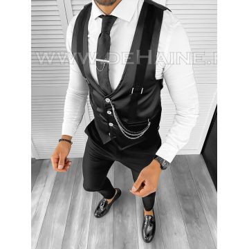 Vesta barbati eleganta slim fit neagra B8109 203-3 E