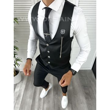 Vesta barbati eleganta slim fit neagra V73 59-2