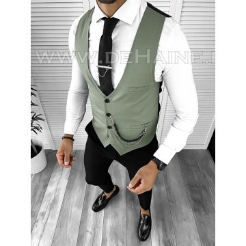 Vesta barbati eleganta slim fit verde B806 N7-4.3