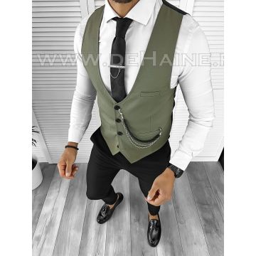 Vesta barbati eleganta slim fit verde B8085 76-4 E