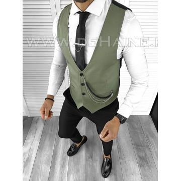 Vesta barbati eleganta slim fit verde B8097 102-2 E~