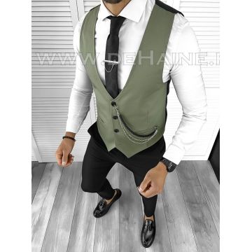 Vesta barbati eleganta slim fit verde B8097 140-6 e