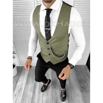 Vesta barbati eleganta slim fit verde  B8140 75-4 E