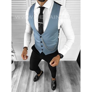 Vesta barbati slim fit albastra B8251 102-4 E~