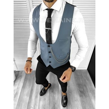 Vesta barbati slim fit albastra B8252 142-6 E