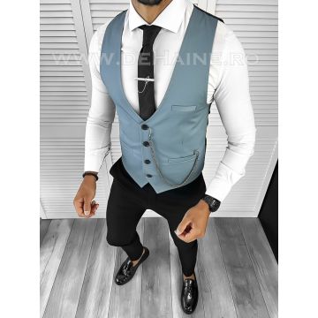 Vesta barbati slim fit albastra B8254 75-4 e