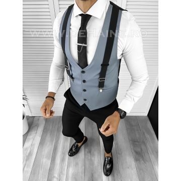 Vesta barbati slim fit albastra B8263  O2-4.1