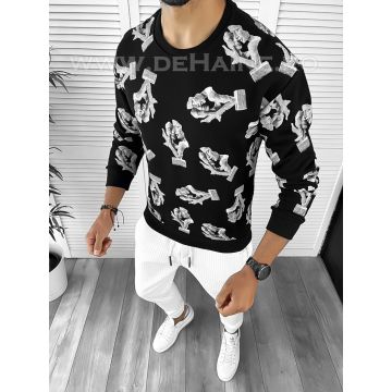Bluza barbati cu imprimeu neagra K410 31-3