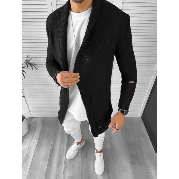 Cardigan barbati negru slim fit ZR T3557 S1