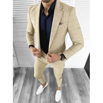 Costum barbati slim fit in carouri Sacou + Pantaloni 10524 P18-5.2