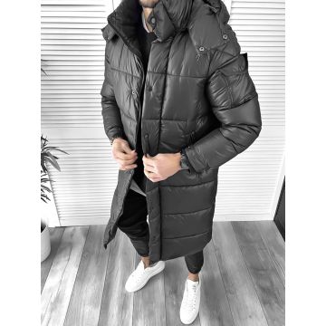 Geaca barbati  de iarna neagra indigo lunga 5132