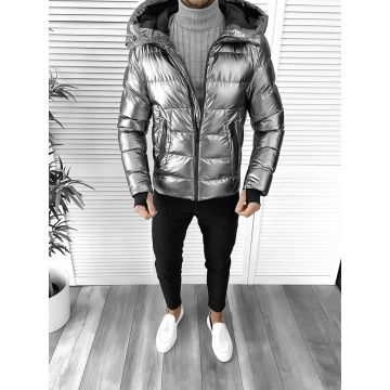 Geaca barbati groasa de iarna gri deschis  CU MIC DEFECT DEF1009a D1-4