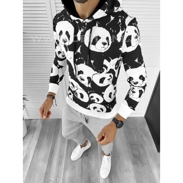 Hanorac barbati alb slim fit cu imprimeu PANDA K246 P19-2.1