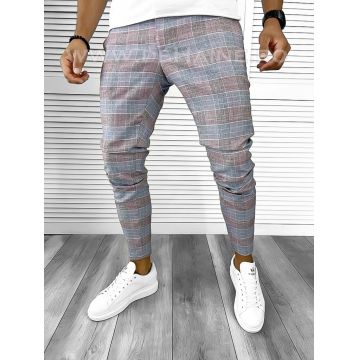 Pantaloni barbati casual regular fit in carouri B8496 E 9-1~