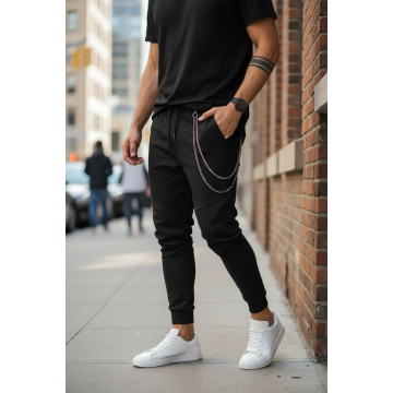 Pantaloni de trening negri conici 10141 19-3.1