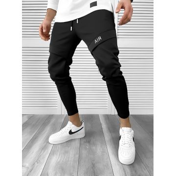 Pantaloni de trening negri conici 10236 123