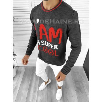 Pulover barbati gros gri slim fit T3590 97-4.1