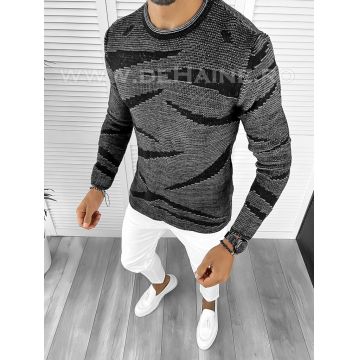 Pulover barbati gros negru slim fit T3617  K6-5