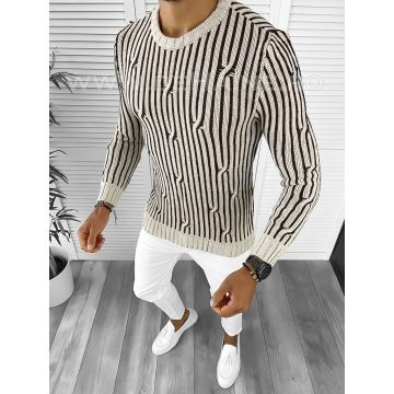 Pulover barbati gros slim fit bej T3575   83-3