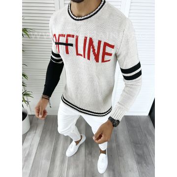 Pulover barbati gros slim fit bej ZR T3609 P20-5.3