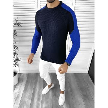 Pulover barbati gros slim fit bleumarin T3594 k20