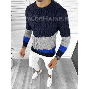 Pulover barbati gros slim fit bleumarin T3612 100-1 U1-2