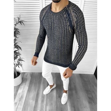 Pulover barbati gros slim fit bleumarin T3711 93-1