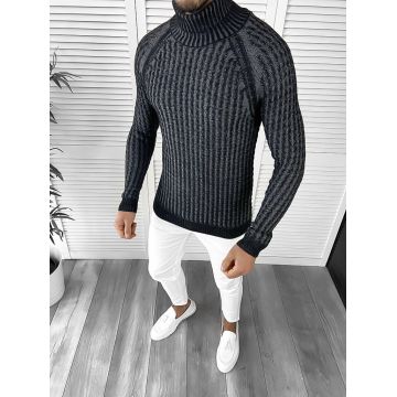 Pulover barbati gros slim fit bleumarin T3712  U3-3