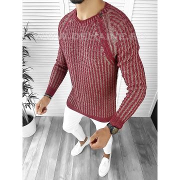 Pulover barbati gros slim fit bordo T3711 i12-3.1