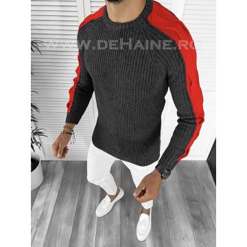 Pulover barbati gros slim fit gri inchis T3586 i13-3.1